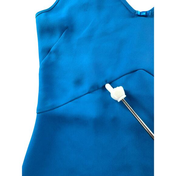 Aritzia Wilfred Minthe Dress XS Tropic Blue Midi Slip V-Neck Matte Satin Drapey - Picture 13 of 14